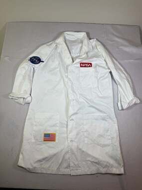 NASA White Rocket Scientist Lab Coat Costume with Embroidered Patches